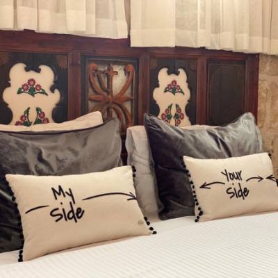 Allora Home Nakışlı Yanları Mini Ponponlu Dikdörtgen 2'li